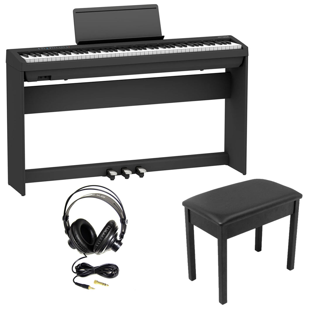 Roland FP-30X-BK 88-key Digital Piano Complete Home Bundle, Black