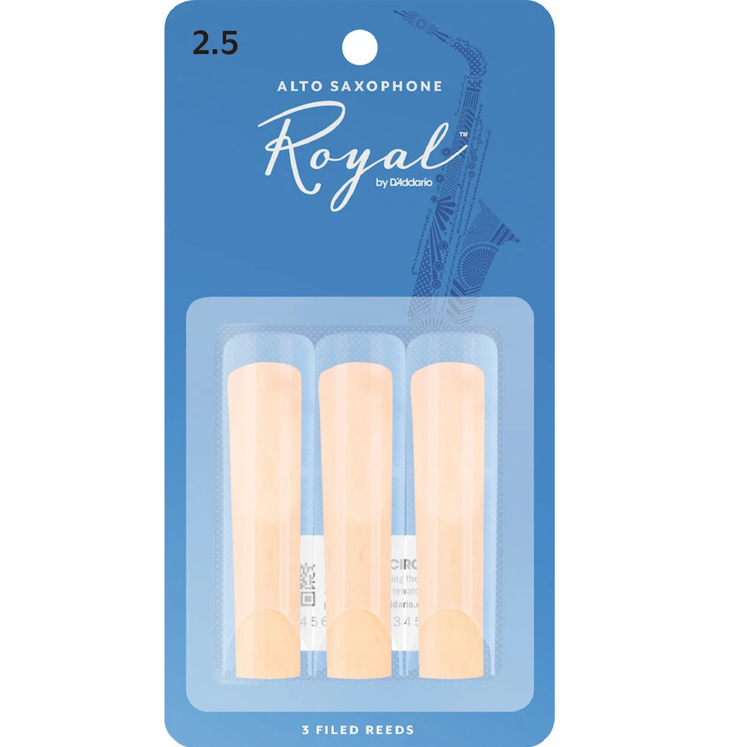 Royal by D'Addario Alto Sax Reeds, Strength 2.5, 3-pack-Easy Music Center