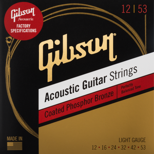 Gibson SAG-CPB12 Coated Phosphor Bronze Acoustic Guitar Strings, 12-53-Easy Music Center