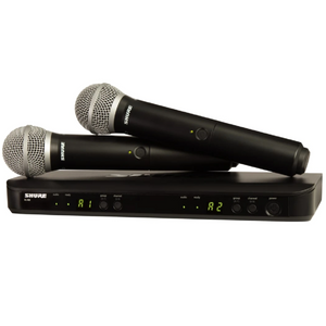 Shure BLX288/PG58-H10 Dual Channel Handheld Wireless System with (2) PG58 Handheld Mics (542-572 MHz)-Easy Music Center