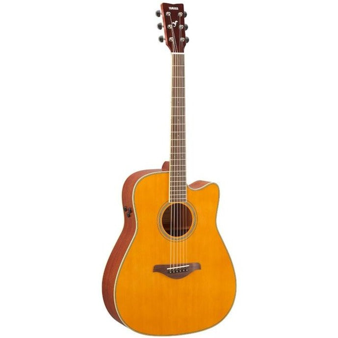 Yamaha FGC-TA-VT Folk Guitar, Trans-Acoustic w/Cutaway and Electronics, Vintage Natural-Easy Music Center