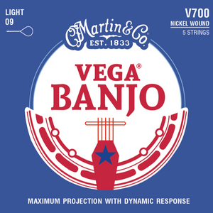 Martin V700 Vega Banjo Strings, 5-String, Light, 9-20-Easy Music Center