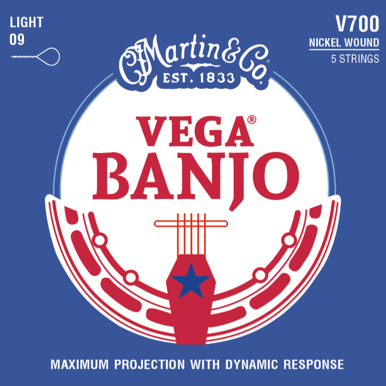 Martin V700 Vega Banjo Strings, 5-String, Light, 9-20-Easy Music Center