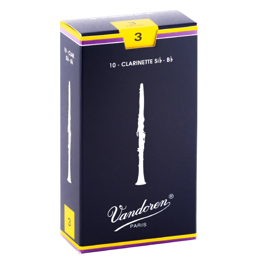 Vandoren CR103 Traditional Bb Clarinet Reeds - Strength 3 (Box of 10)-Easy Music Center