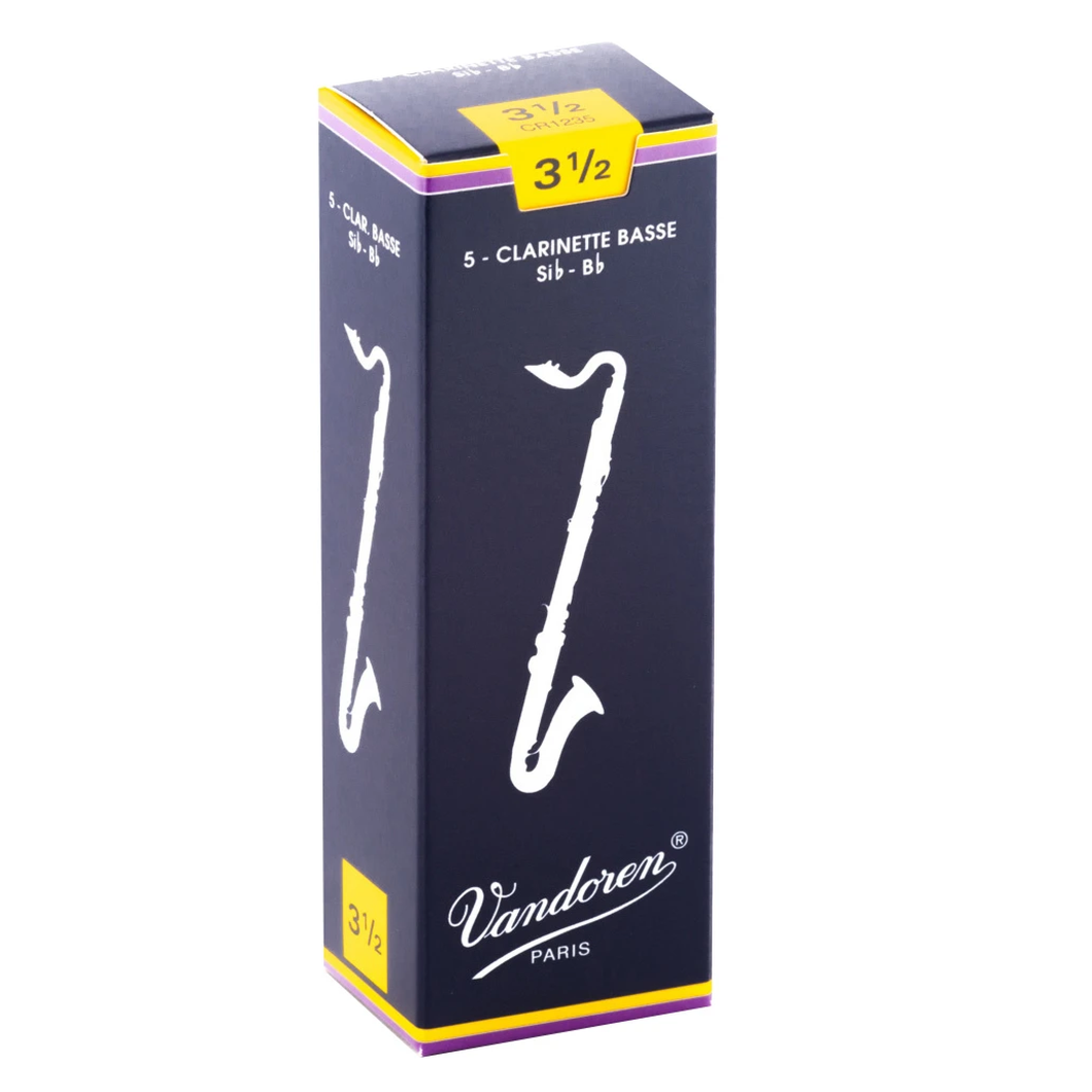 Vandoren CR1235 Traditional Bb Bass Clarinet Reeds - Strength 3.5 (Box of 5)-Easy Music Center
