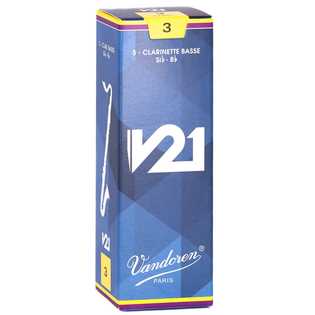 Vandoren CR823 V21 Bb Bass Clarinet Reeds - Strength 3 (Box of 5)-Easy Music Center