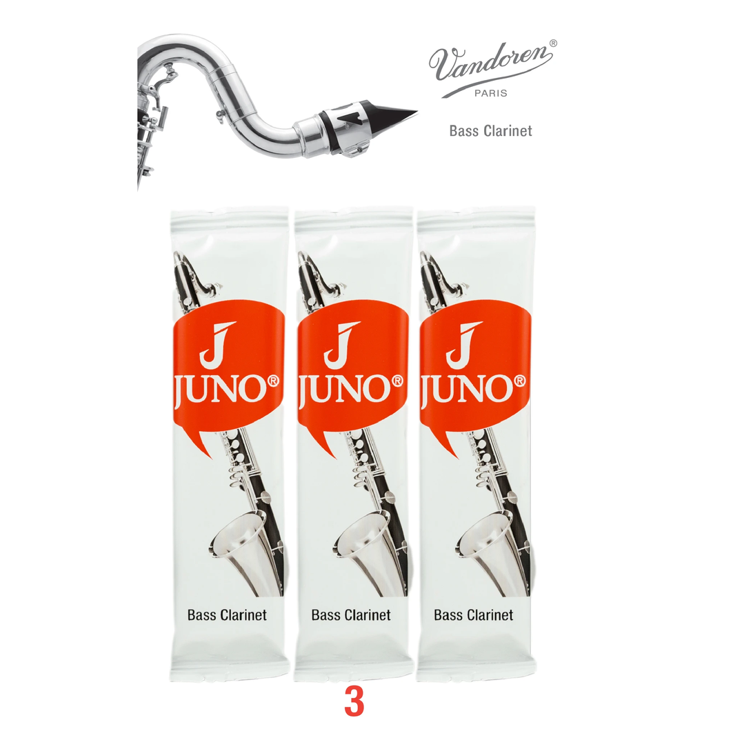 Vandoren JCR313/3 Juno Bass Clarinet Reeds - Strength 3 (3-Pack)-Easy Music Center
