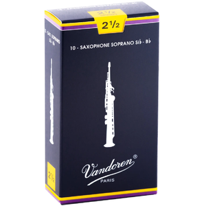 Vandoren SR2025 2.5; soprano saxophone reeds; Vandoren Traditional; 10/box-Easy Music Center