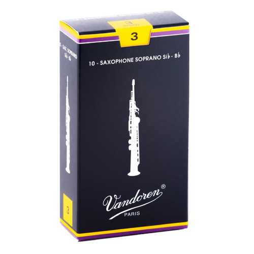 Vandoren SR203 Traditional Soprano Sax Reeds - Strength 3 (Box of 10)-Easy Music Center