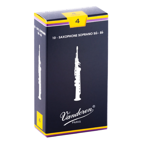 Vandoren SR204 Traditional Soprano Sax Reeds - Strength 4 (Box of 10)-Easy Music Center