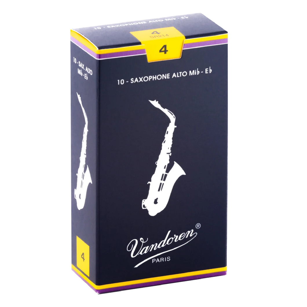 Vandoren SR214 Traditional Alto Sax Reeds - Strength 4 (Box of 10)-Easy Music Center