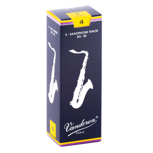 Vandoren SR224 Traditional Tenor Sax Reeds - Strength 4 (Box of 5)-Easy Music Center