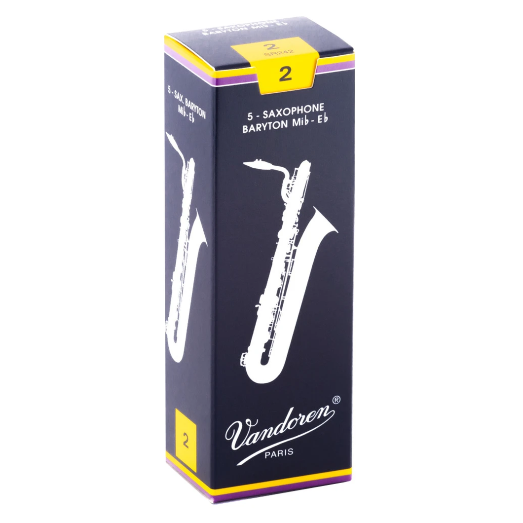 Vandoren SR242 Traditional Baritone Sax Reeds - Strength 2 (Box of 5)-Easy Music Center