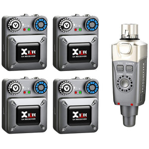 Xvive U4R4 In-Ear Monitor Wireless System, 1 Transmitter, 4 Receivers-Easy Music Center