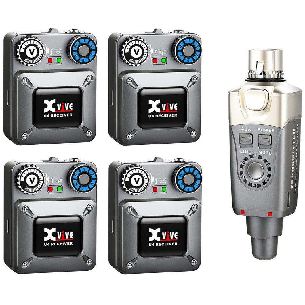 Xvive U4R4 In-Ear Monitor Wireless System, 1 Transmitter, 4 Receivers