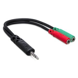 Hosa YMM-108 Headset/Mic Breakout Cable, 3.5 mm TRRS to Dual 3.5 mm TRSF-Easy Music Center