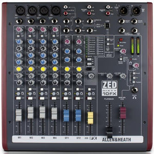 Allen & Heath ZED60-10FX 10 Channel Analog Mixer with FX, 60mm Faders-Easy Music Center