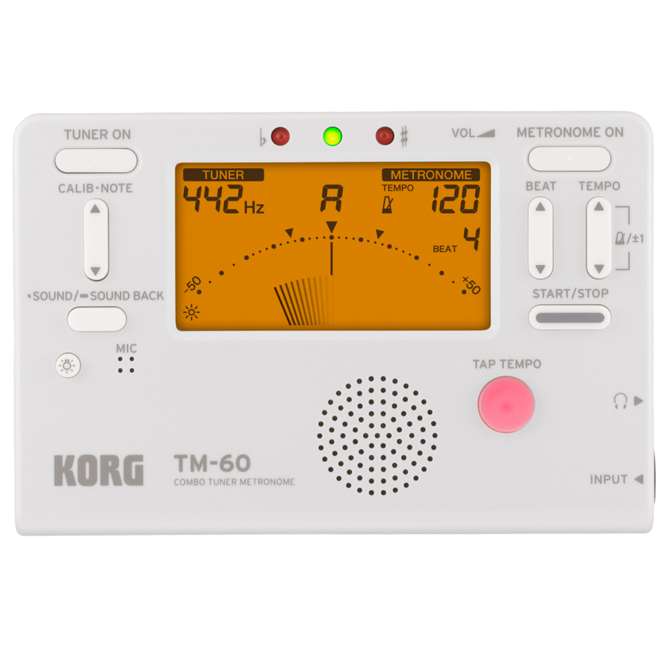 Korg TM60WH Combo Tuner Metronome, White-Easy Music Center