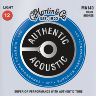 Martin MA140 SP Authentic 80/20 Light Guitar Strings, 12-54-Easy Music Center
