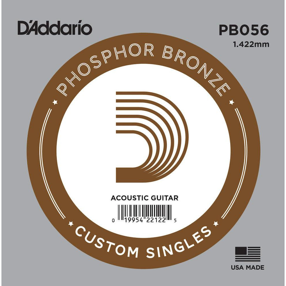 D'Addario PB056 Phosphor Bronze Wound Acoustic Guitar Single String, .056-Easy Music Center