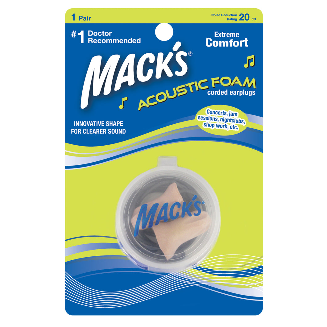 Mack's MACKS-961 Acoustic Foam - Corded - 1-pair, -20db-Easy Music Center