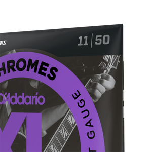 D'Addario ECG24 Chromes Flat Wound Electric Guitar Strings, Jazz Light, 11-50-Easy Music Center