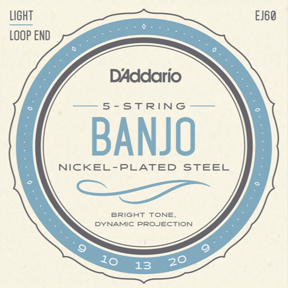 D'Addario EJ60 5-String Banjo Strings, Nickel, Light, 9-20-Easy Music Center