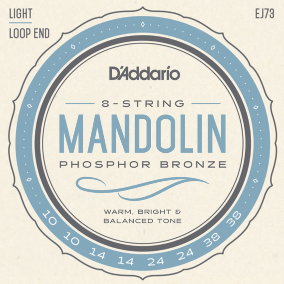 D'Addario EJ73 Mandolin Strings, Phosphor Bronze, Light, 10-38-Easy Music Center