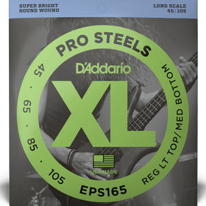 D'Addario EPS165 ProSteels Bass Guitar Strings, Custom Light, 45-105, Long Scale-Easy Music Center