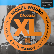 Load image into Gallery viewer, D&#39;Addario EXL140-8 8-String Nickel Wound Electric Guitar Strings, Light Top/Heavy Bottom, 10-74-Easy Music Center
