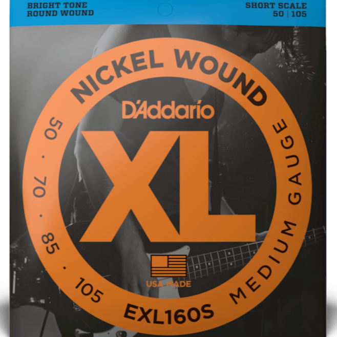 D'addario EXL160S Nickel Wound 50-105 Bass Strings, 4-string, Short Scale-Easy Music Center