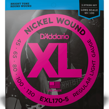 Load image into Gallery viewer, D&#39;Addario EXL170-5 5-String Nickel Wound Bass Guitar Strings, Light, 45-130, Long Scale-Easy Music Center
