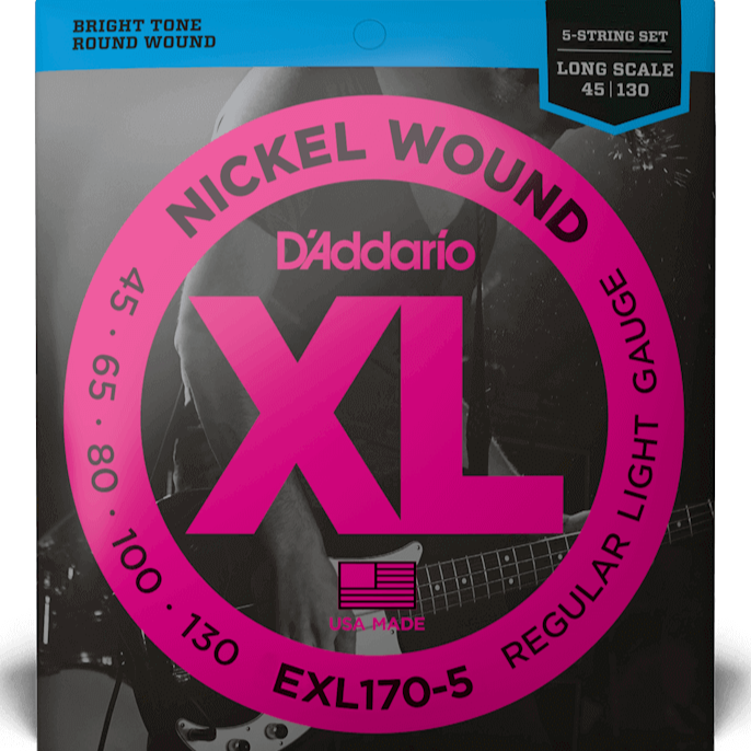 D'Addario EXL170-5 5-String Nickel Wound Bass Guitar Strings, Light, 45-130, Long Scale-Easy Music Center