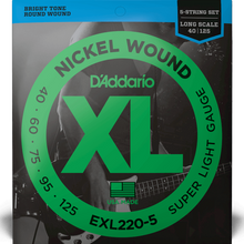 Load image into Gallery viewer, D&#39;Addario EXL220-5 5-String Nickel Wound Bass Guitar Strings, Super Light, 40-125, Long Scale-Easy Music Center
