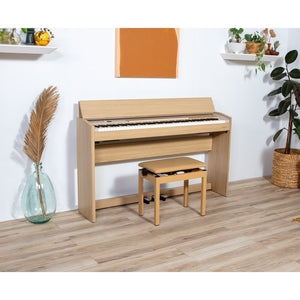 Roland F701-LA 88-Key Compact Upright Style Digital Piano w/ Bench, Light Oak-Easy Music Center