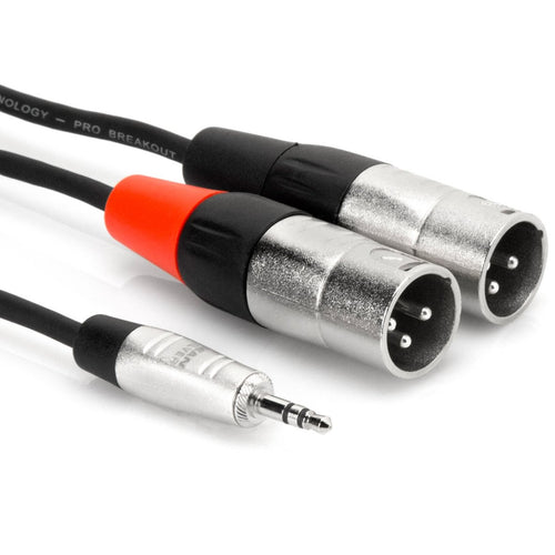 Hosa HMX-006Y Pro Stereo Breakout, REAN 3.5 mm TRS to Dual XLR3M, 6 ft-Easy Music Center