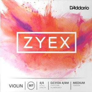 D'addario DZ310A-4/4M Zyex Violin Set Aluminum Wound D 4/4 Med-Easy Music Center