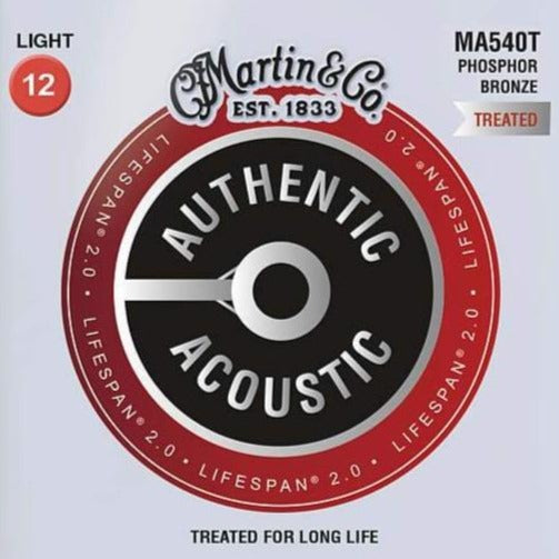 Martin MA540T SP Authentic PB Treated Light Guitar Strings, 12-56-Easy Music Center