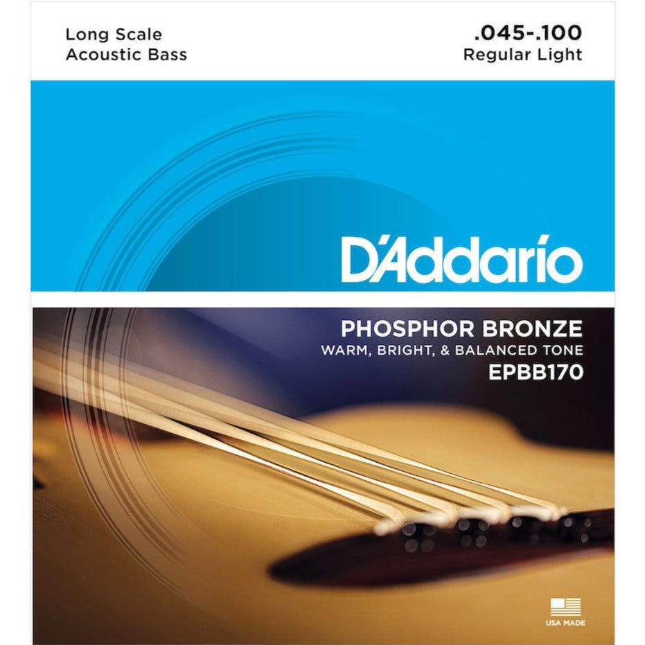 D'Addario EPBB170 Phosphor Bronze Acoustic Bass Strings, Long Scale, 45-100-Easy Music Center