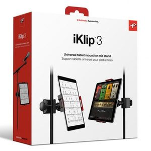 IK Multimedia IP-IKLIP-3-IN iKlip 3 iPad Music Stand mount for iPad and Tablets-Easy Music Center