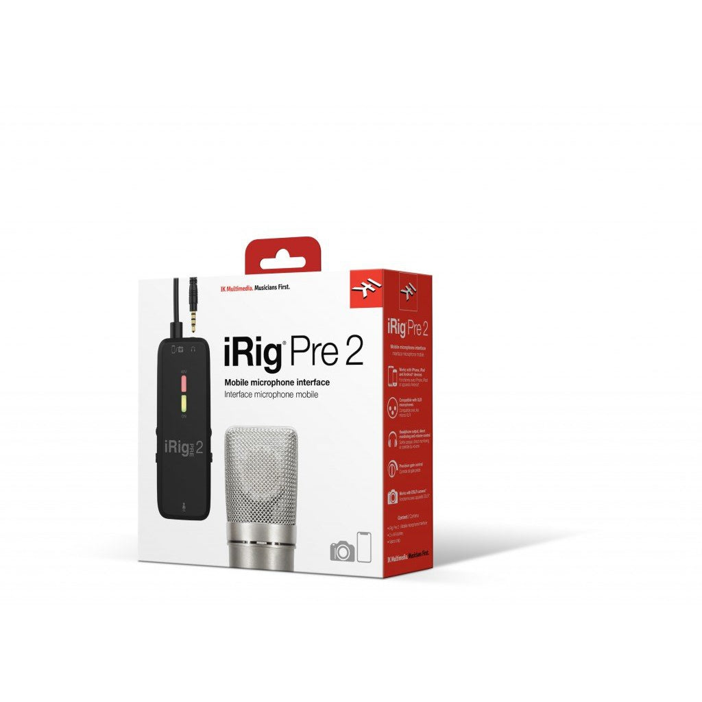 IK Multimedia iRig Pre 2 - XLR Microphone Interface for Smartphones,  Tablets and Video Cameras