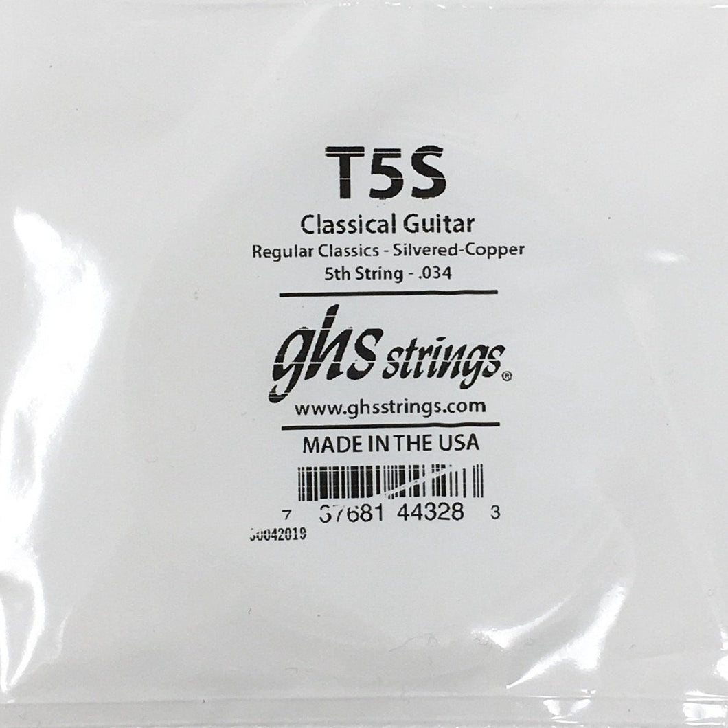 Ghs T5S 5th Classical 5th Single Silvered-Copper .034-Easy Music Center