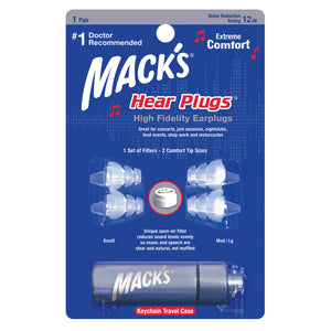 Mack's MACKS-16 Hear Plugs - 1 Pair, Reusable Ear Plugs, -12db-Easy Music Center