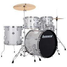 Load image into Gallery viewer, Ludwig LC19015 Accent Fuse Drumset, 5pc Full Kit w/ Hardware - 20, 10, 12, 14, 14s - Silver Sparkle-Easy Music Center
