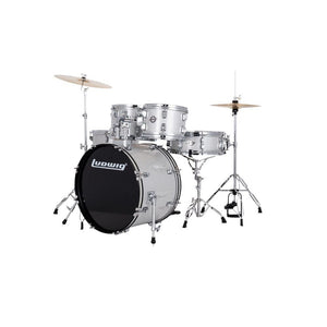Ludwig LC19015 Accent Fuse Drumset, 5pc Full Kit w/ Hardware - 20, 10, 12, 14, 14s - Silver Sparkle-Easy Music Center