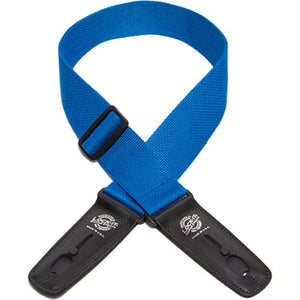 Lock-It Straps LIS-003P2-PBLU 2" Poly Pro Strap w/ Lock-It Leather Ends, Blue-Easy Music Center