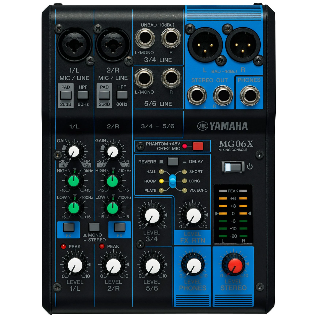 Yamaha MG06X 6-Input Compact Stereo Mixer with Effects – Easy