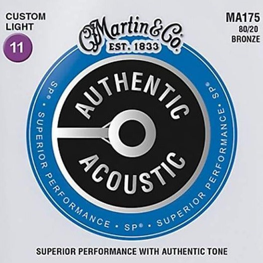 Martin MA175 SP Authentic 80/20 Custom Light Guitar Strings, 11-52-Easy Music Center