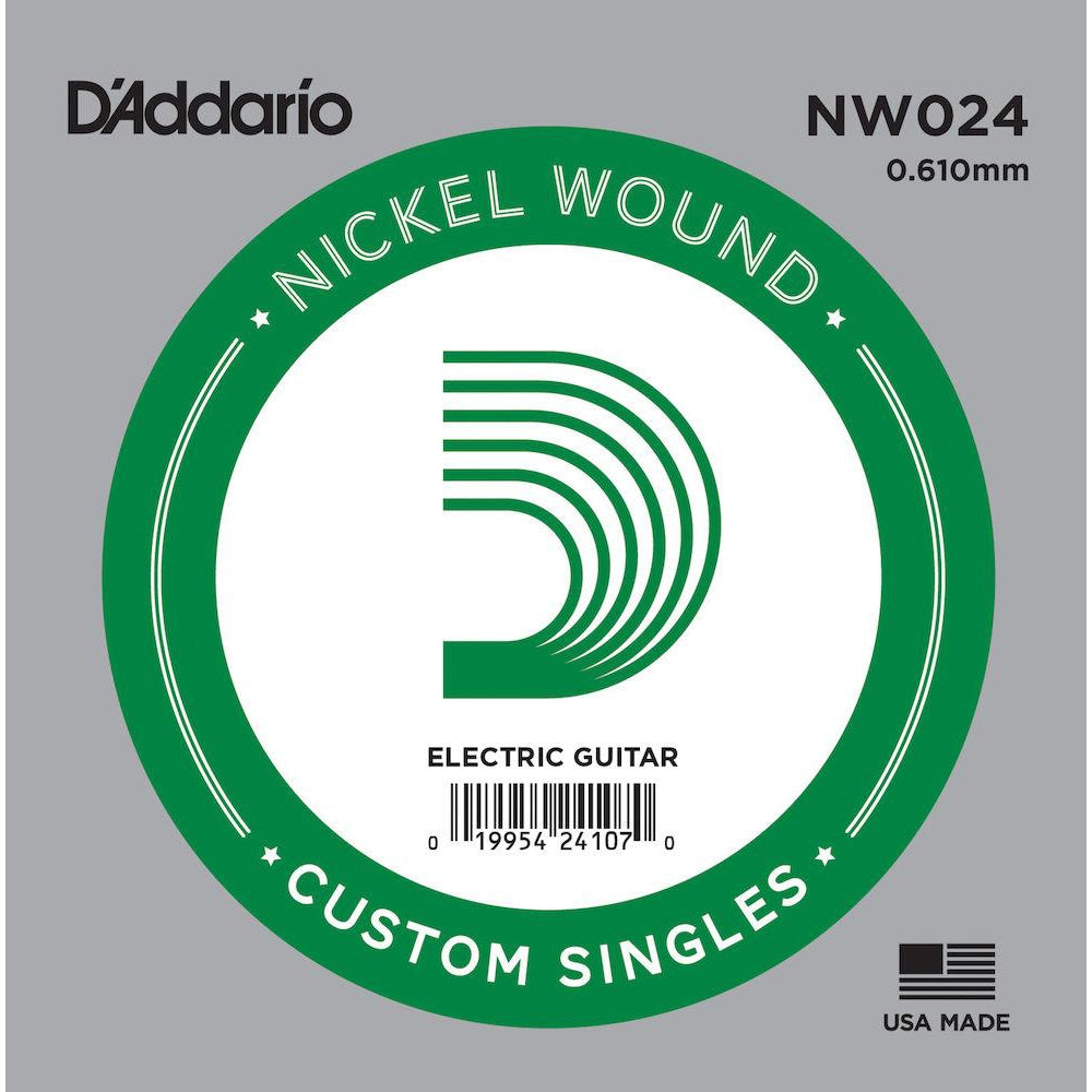 D'Addario NW024 Nickel Wound Electric Guitar Single String, .024-Easy Music Center