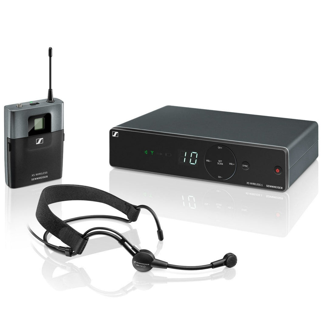 Sennheiser XSW-1-ME3-A Wireless Headset Microphone System, ME-3-II Headset Microphone, Cardioid, Condenser, AA Batt, Freq z-Easy Music Center